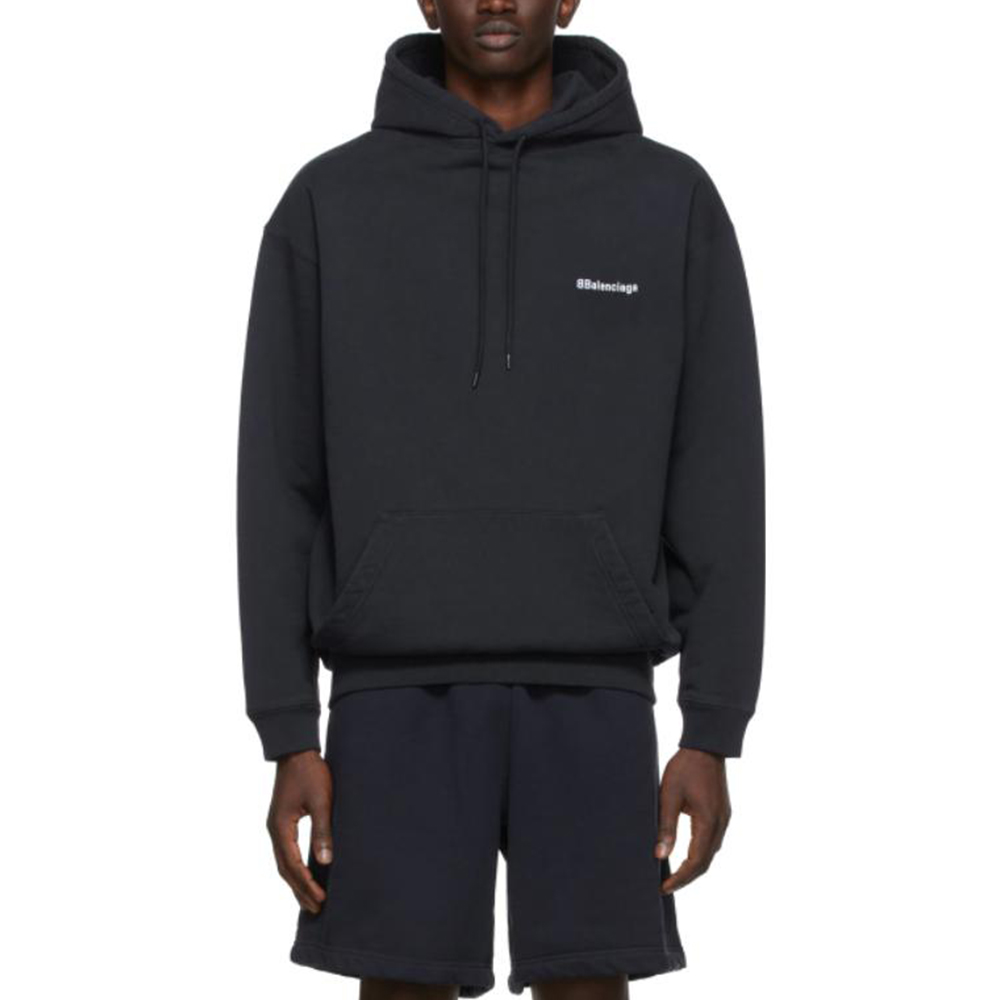 Balenciaga BBCorp SS22 Solid Color Logo Embroidered Hoodie Blue () 221342M202009