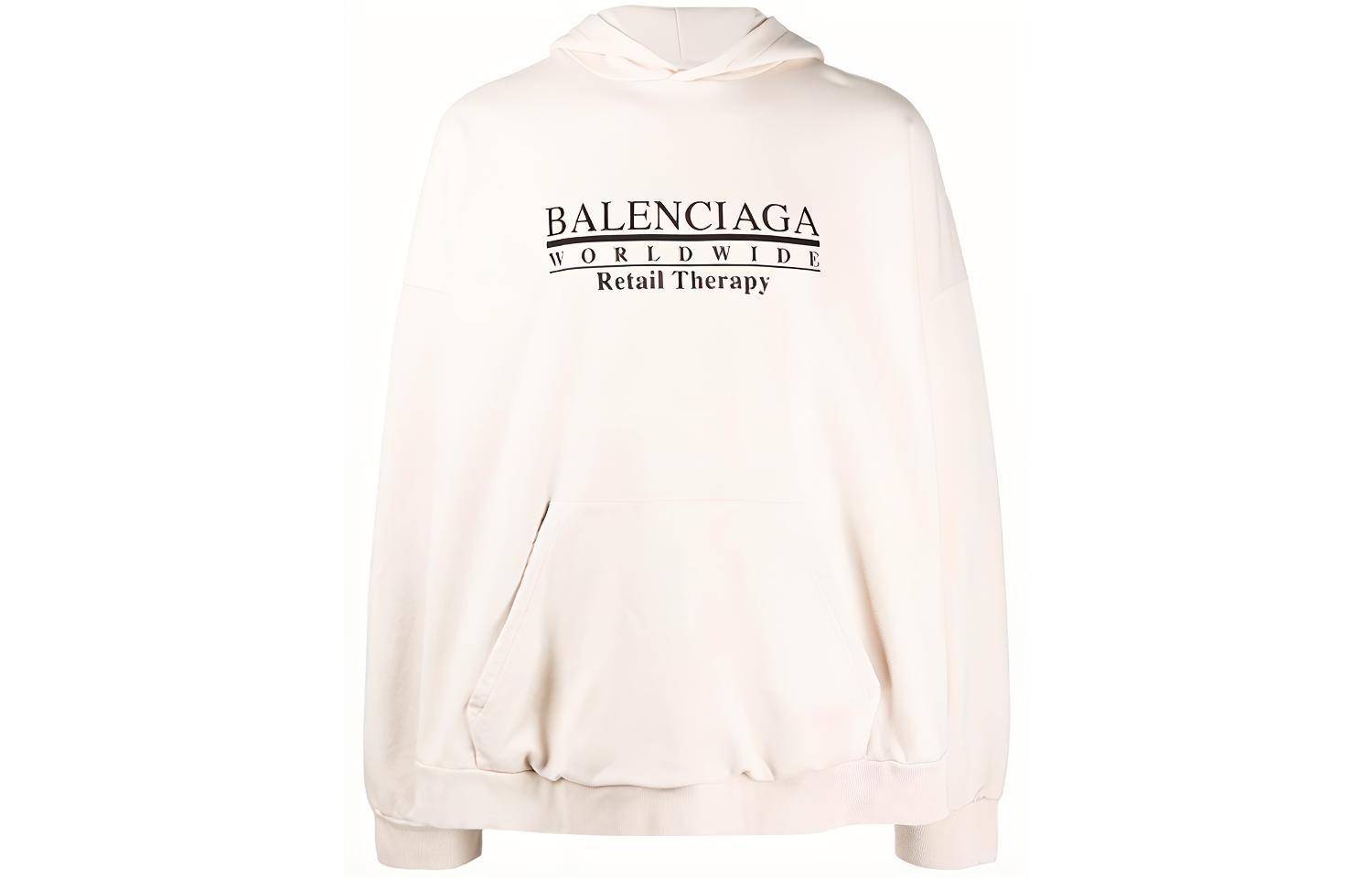 Balenciaga Beige Logo Print Oversized Hoodie Long Sleeve 674986TLVA99054 圖 2