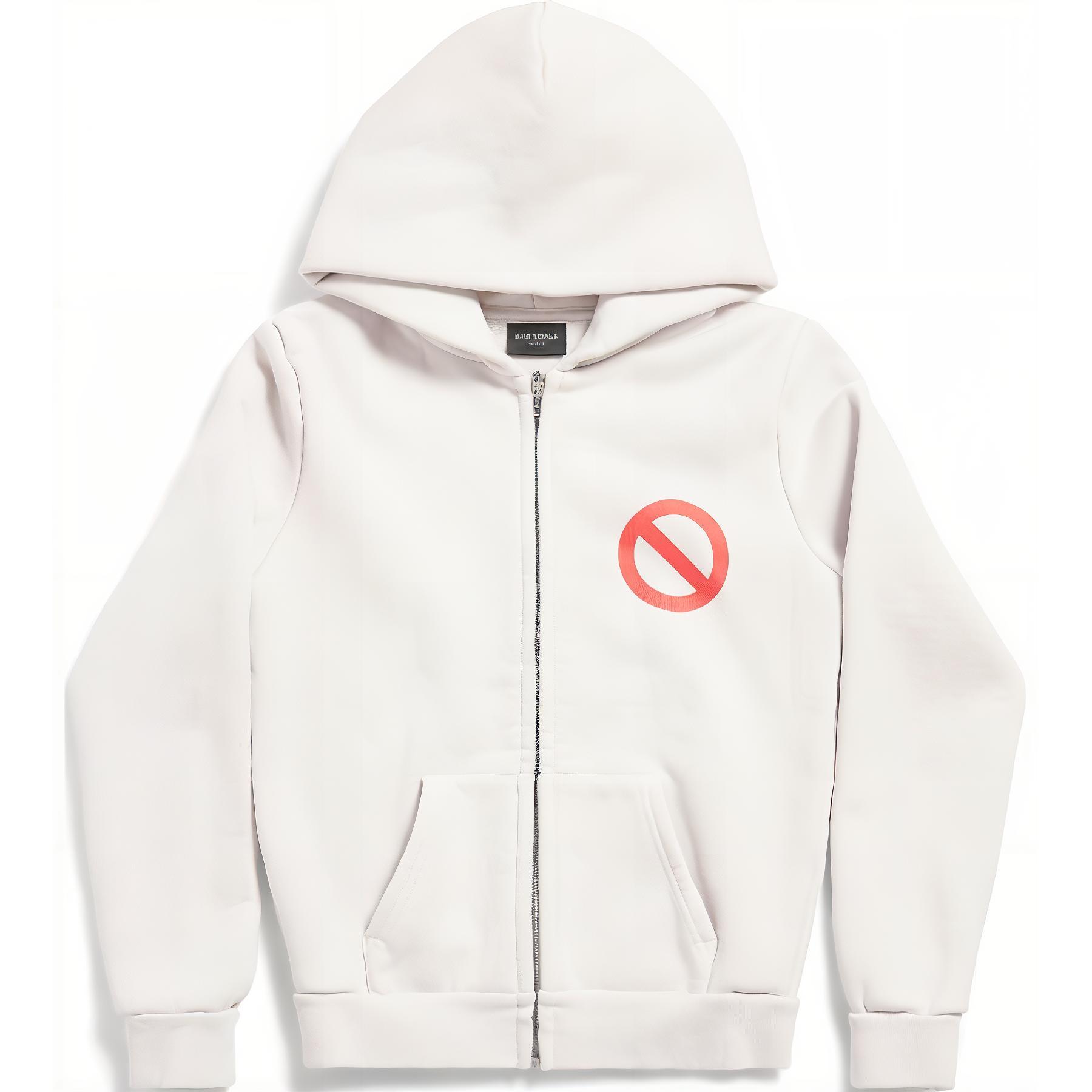 Balenciaga BFRND Collaboration White Zip-Up Hoodie for Men 788243TQVH19016