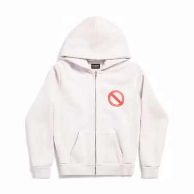 Balenciaga BFRND Collaboration White Zip-Up Hoodie for Men 788243TQVH19016