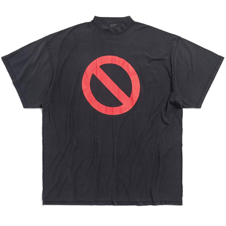 Balenciaga BFRND Logo Print Oversized Unisex Black T-Shirt. 787358TQVG81083