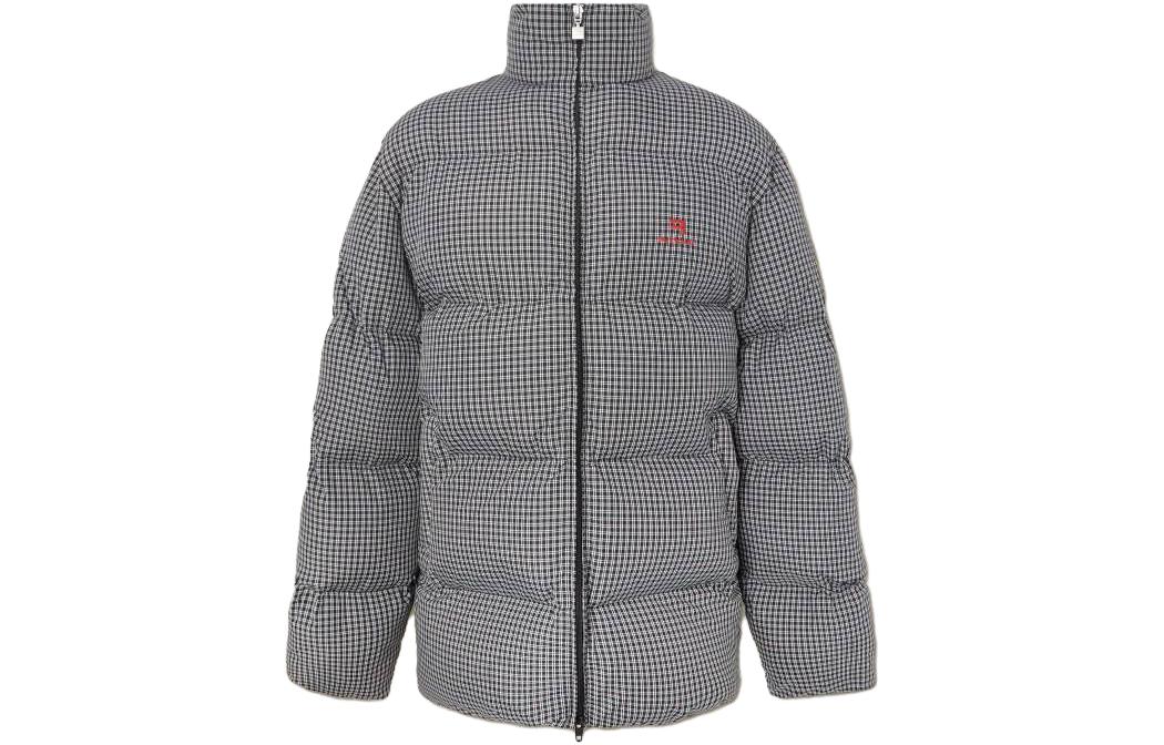 Balenciaga Black & White Checkered High-Neck Jacket 33258524072377082