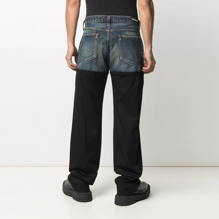 Shop 발렌시아가 블랙 버튼 스트레이트 패치워크 진 641460TDW148841