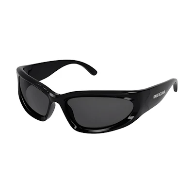 Balenciaga Black Cat-Eye Sunglasses with Logo Engraving Unisex Couples Style BB0157S001