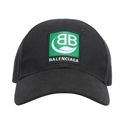 Balenciaga Black Classic Double B Logo Unisex Cotton Baseball Cap 593188-410B2-1000
