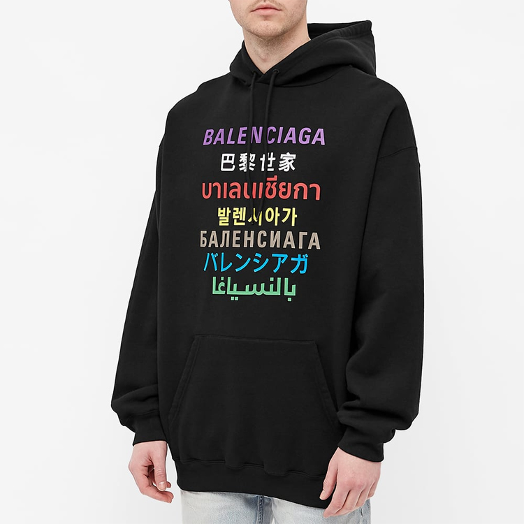 Balenciaga Black Colorblock Logo Print Hoodie 570811TJVI62771 圖 4