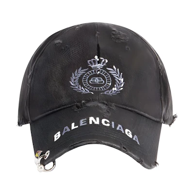 Balenciaga Black Cotton Embroidered Logo Baseball Cap. 661887410B21077
