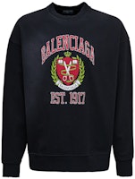 Balenciaga Black Crewneck Sweatshirt with Logo Print Badge Design. 676629TLV901076 Balenciaga Black Crewneck Sweatshirt with Logo Print Badge Design. 676629TLV901076