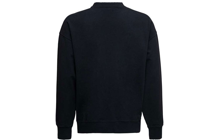 Lookbook バレンシアガ ブラック クルーネック スウェットシャツ ロゴプリント バッジ デザイン 676629TLV901076