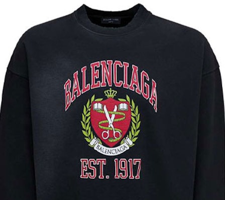 Balenciaga Baju Sejuk Leher Bulat Hitam dengan Rekaan Lencana Cetakan Logo. 676629TLV901076 Details for Balenciaga Baju Sejuk Leher Bulat Hitam dengan Rekaan Lencana Cetakan Logo. 676629TLV901076