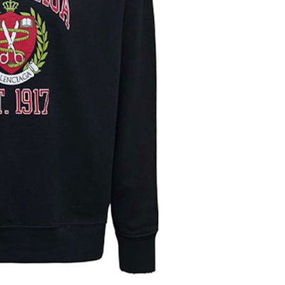 Balenciaga Baju Sejuk Leher Bulat Hitam dengan Rekaan Lencana Cetakan Logo. 676629TLV901076 Sizing Balenciaga Baju Sejuk Leher Bulat Hitam dengan Rekaan Lencana Cetakan Logo. 676629TLV901076