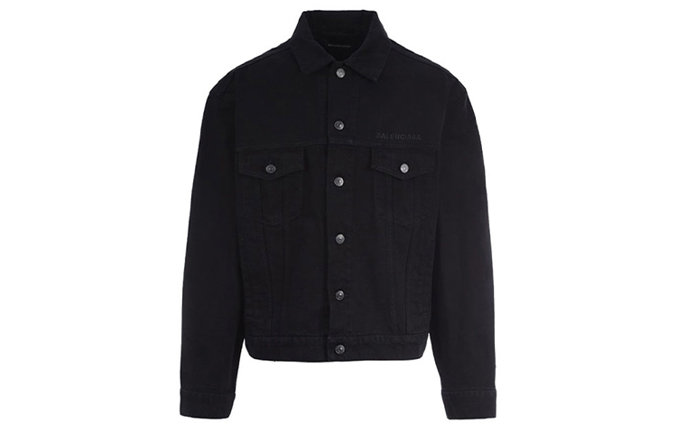 Lookbook Balenciaga Black Denim Jacket with Back Logo Design 626119TEW351105