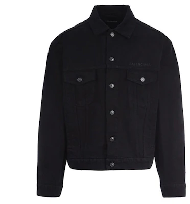 Balenciaga Black Denim Jacket with Back Logo Design 626119TEW351105 Lookbook Balenciaga Black Denim Jacket with Back Logo Design 626119TEW351105