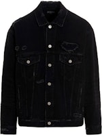 Balenciaga Black Distressed Striped Long Sleeve Denim Jacket. 664329TBP471055 Balenciaga Black Distressed Striped Long Sleeve Denim Jacket. 664329TBP471055