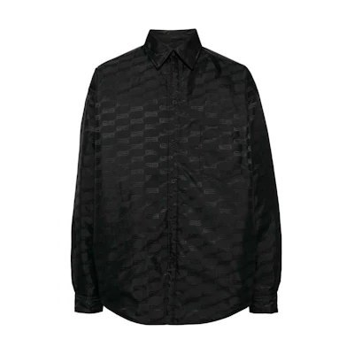 Balenciaga Black Embroidered Logo Button-Up Loose-Fit Jacket 719873TPO31-BLACK