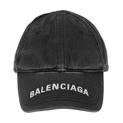 Balenciaga Black Embroidered Logo Cotton Baseball Cap Unisex Couple Style 617160-4A2B4-1077