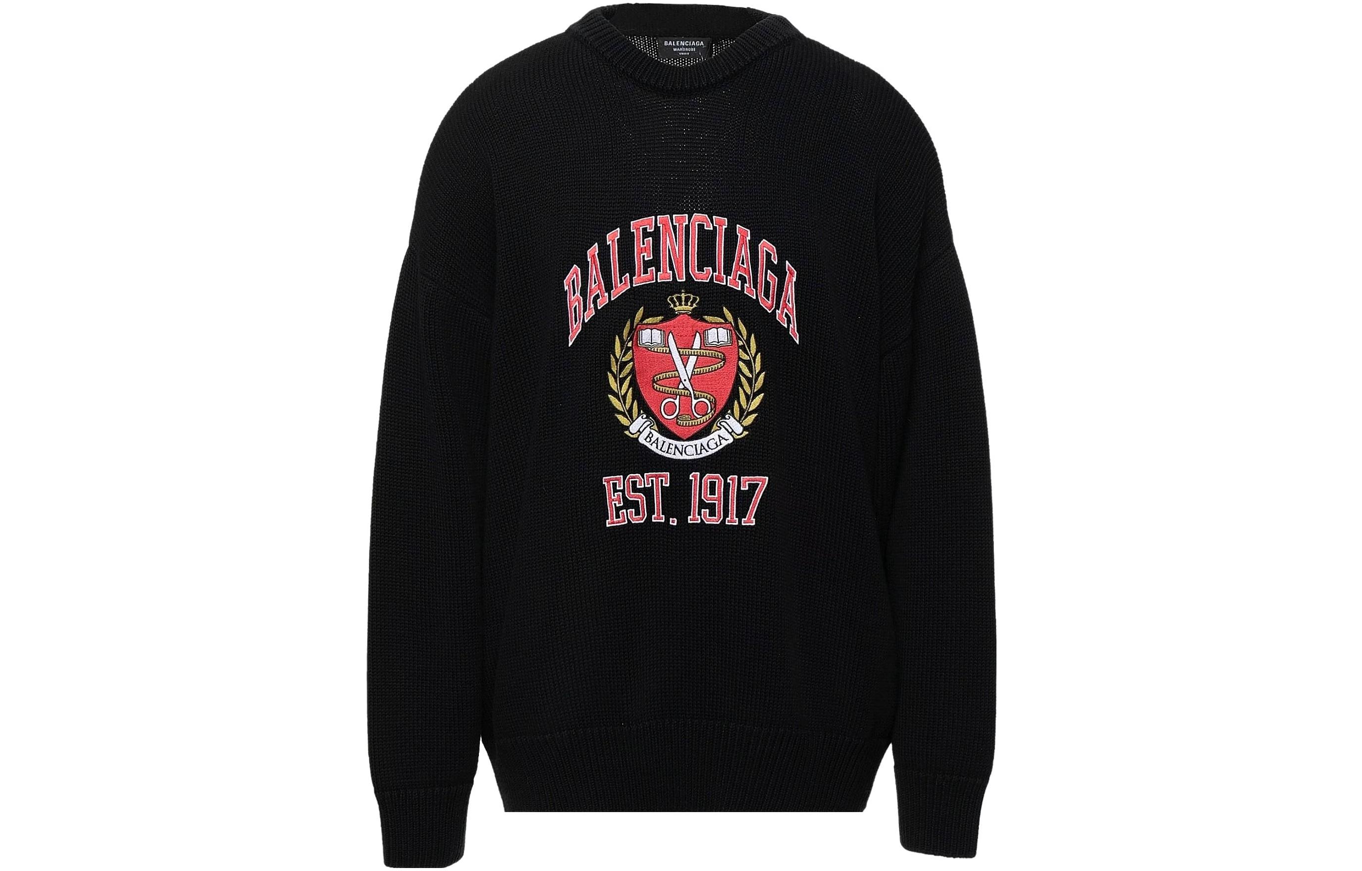 Balenciaga Black Embroidered Logo Long Sleeve Sweatshirt 675267T32170806