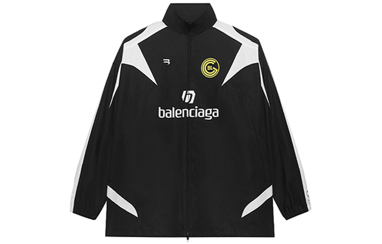 Balenciaga Black Embroidered Logo Stand Collar Zip-Up Jacket 642341TYB181000