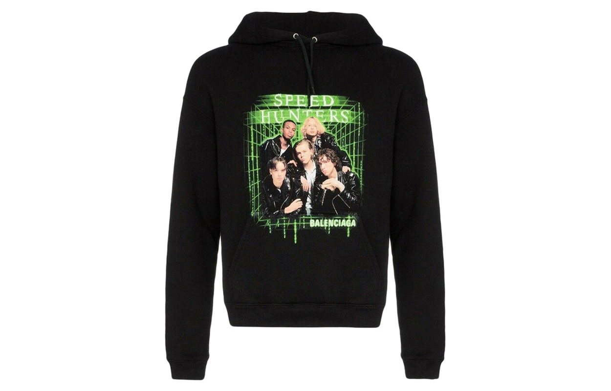 Balenciaga Black Graphic Letter Print Unisex Long Sleeve Sweatshirt. 556136TDV151000