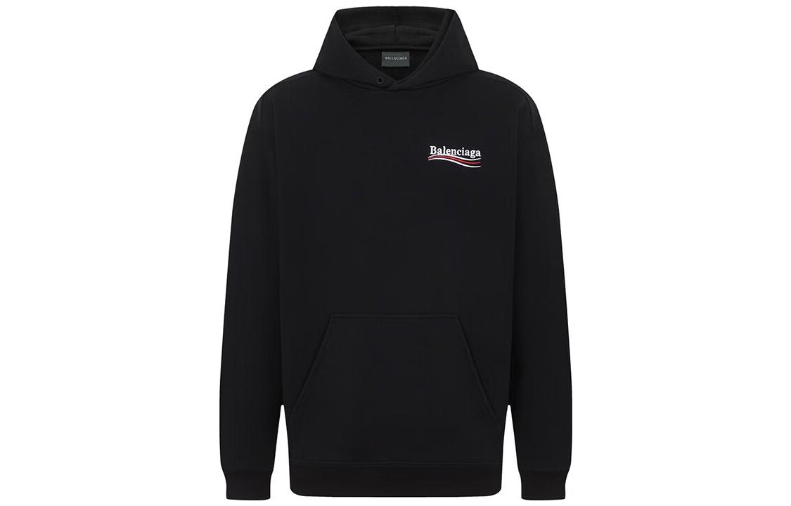 Balenciaga Black Hoodie with Embroidered Lettering Design. 600583TKVI91070