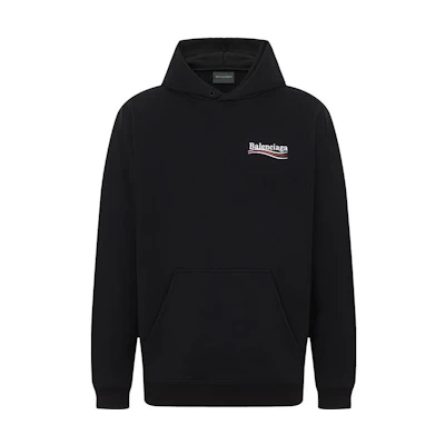 Balenciaga Black Hoodie with Embroidered Lettering Design. 600583TKVI91070