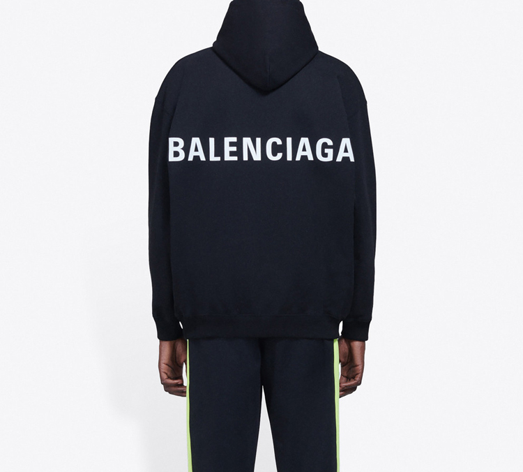 Purchase Balenciaga Black Hoodie with Large Logo Print on Back 556143TAV371000
