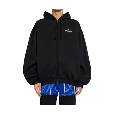 Balenciaga Black Hoodie with Logo Print and Zip Design 641680TJVB11039