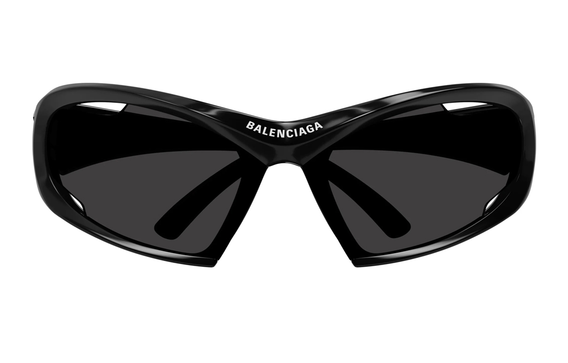 Lookbook Balenciaga Cermin Mata Hitam Unisex Gaya Pasangan Frame Tidak Sekata. BB0318S001