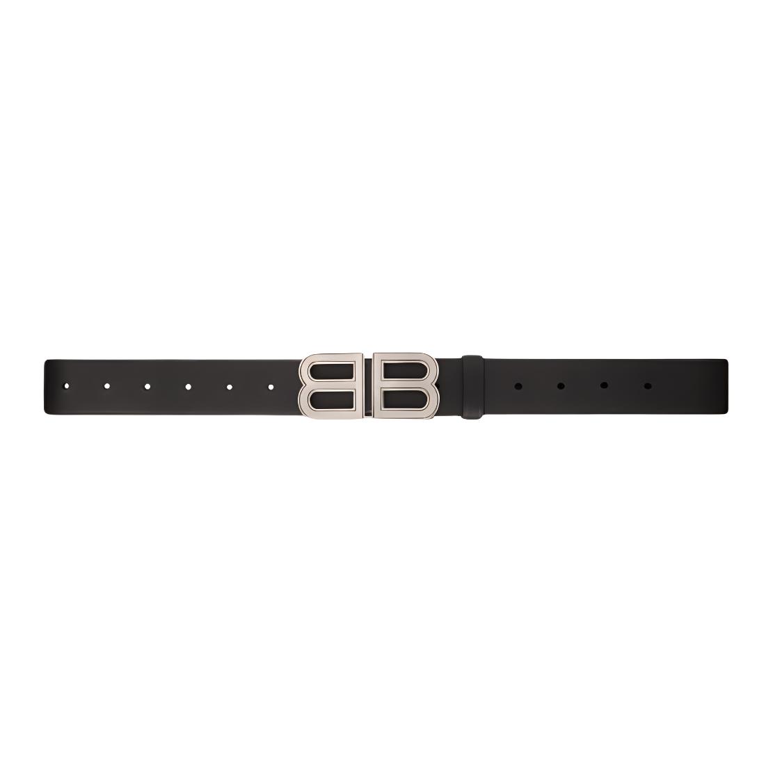 Balenciaga Black Leather Belt with Logo Design, Unisex, 3.3cm Wide. 6741711CH0B1000