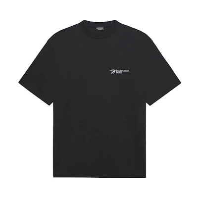 Balenciaga Black Letter Print Crewneck T-Shirt 641675TKV861070