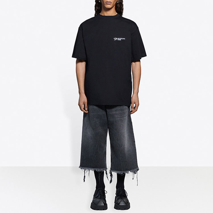 Balenciaga Black Letter Print Crewneck T-Shirt 641675TKV861070 圖 7