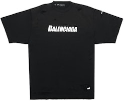 발렌시아가 블랙 레터 프린트 디스트레스드 반팔 티셔츠 651795TKVB81070 Order 발렌시아가 블랙 레터 프린트 디스트레스드 반팔 티셔츠 651795TKVB81070