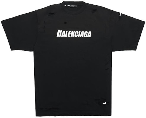 Balenciaga Black Letter Print Distressed Short Sleeve T-Shirt 651795TKVB81070 Order Balenciaga Black Letter Print Distressed Short Sleeve T-Shirt 651795TKVB81070