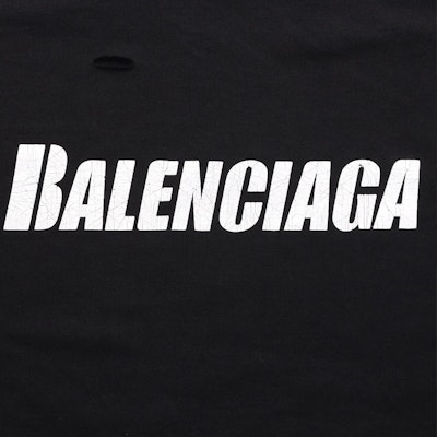 Balenciaga Black Letter Print Distressed Short Sleeve T-Shirt 651795TKVB81070 Sizing Balenciaga Black Letter Print Distressed Short Sleeve T-Shirt 651795TKVB81070