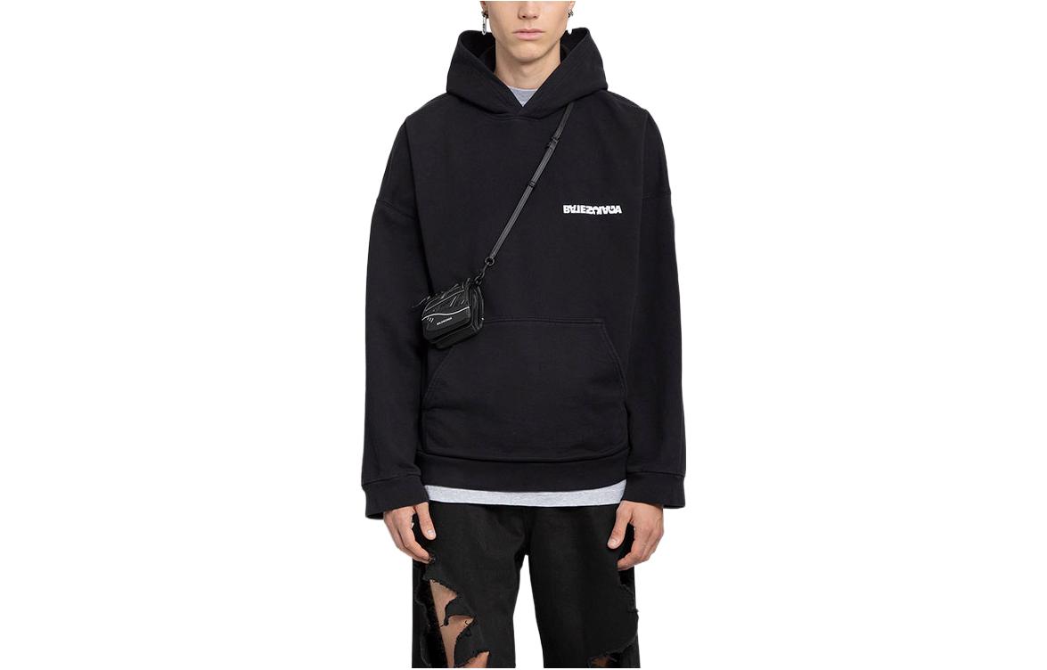 Balenciaga Black Letter Print Hoodie Long Sleeve Pullover 674986TLVB49034