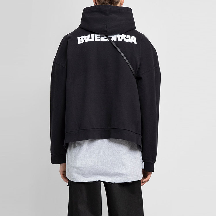 Balenciaga Black Letter Print Hoodie Long Sleeve Pullover 674986TLVB49034 圖 4