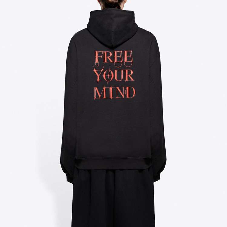 Balenciaga Black Letter Print Oversized Pullover Hoodie 641679TJV791000 圖 5