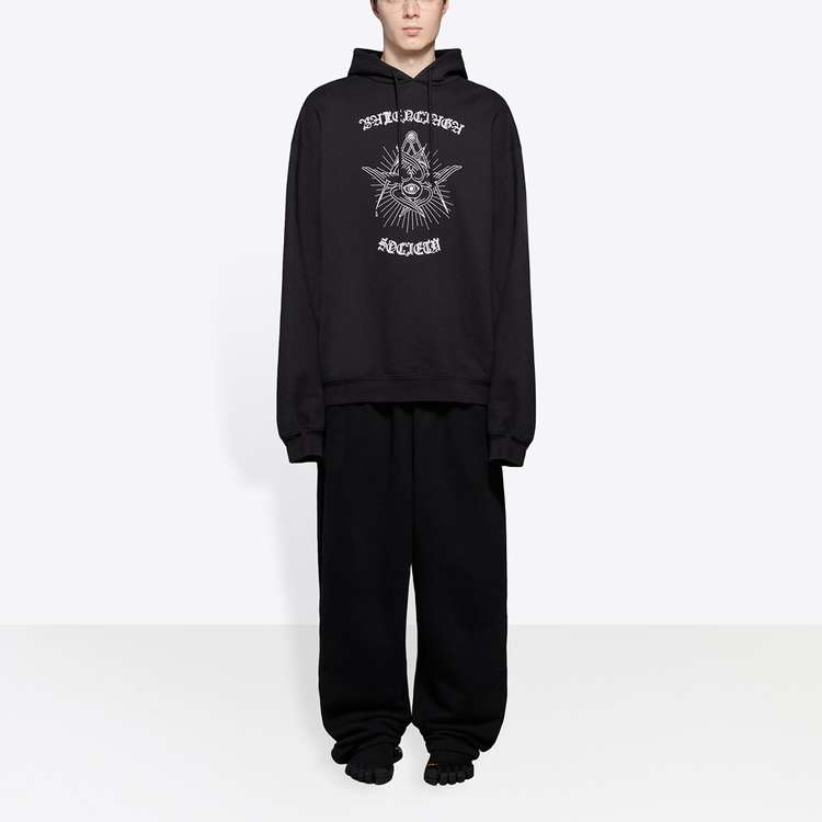 Balenciaga Black Letter Print Oversized Pullover Hoodie 641679TJV791000 圖 6