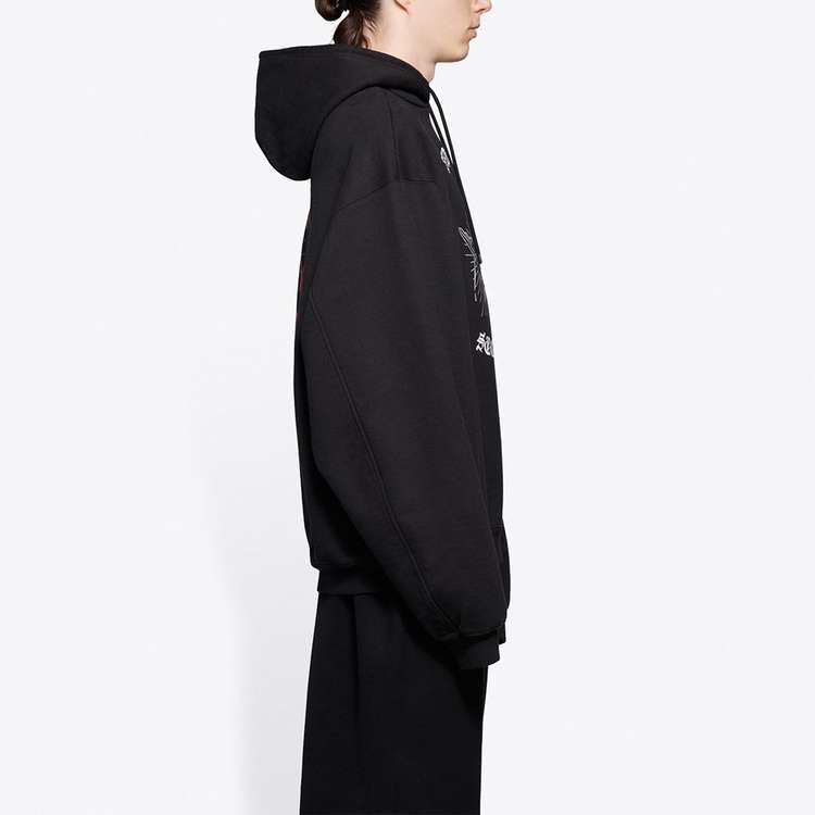 Balenciaga Black Letter Print Oversized Pullover Hoodie 641679TJV791000 圖 7