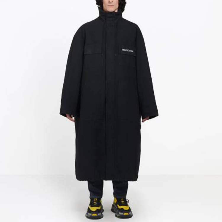 Balenciaga Black Letter Print Zip-Up Long Parka Jacket 533903TBP081000 圖 3