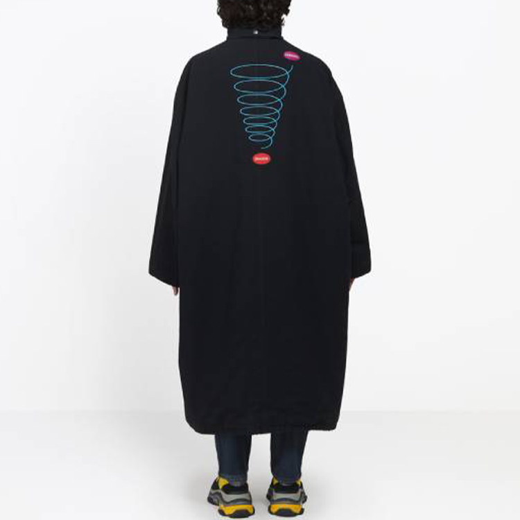 Balenciaga Black Letter Print Zip-Up Long Parka Jacket 533903TBP081000 圖 4