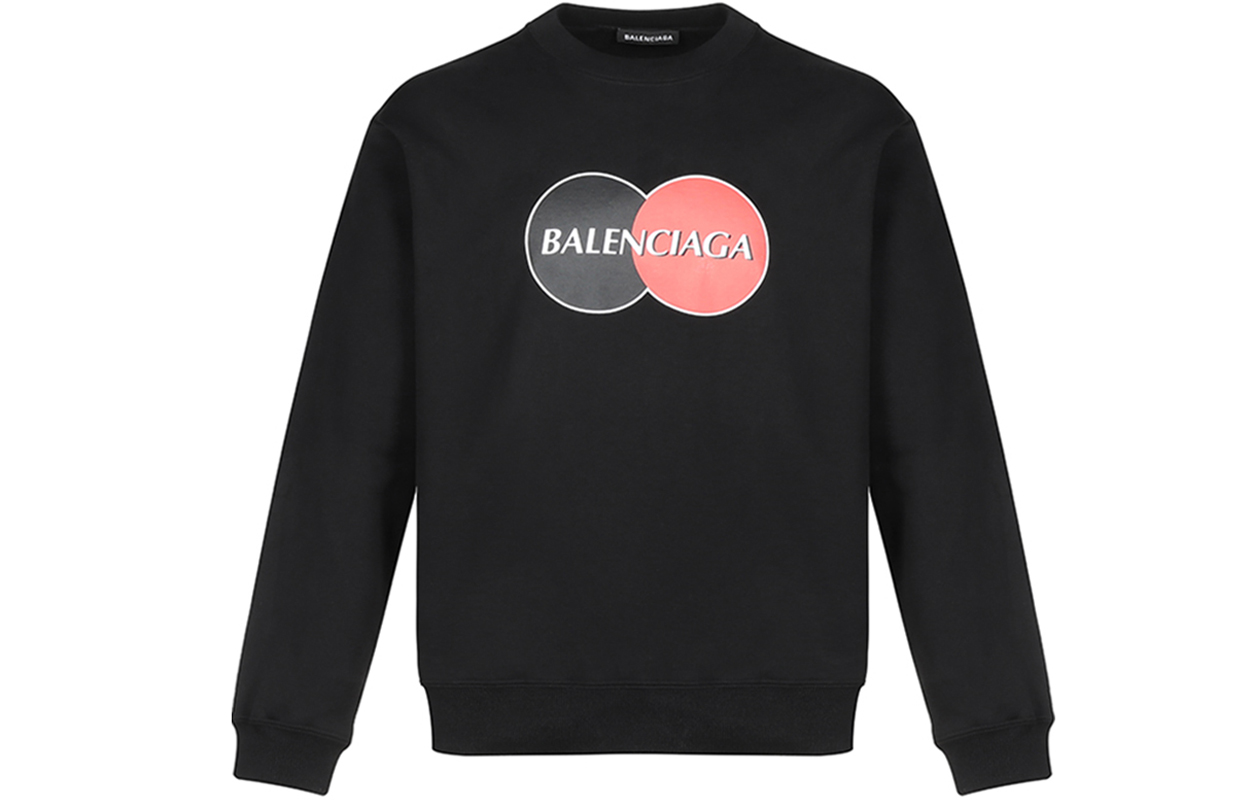 Balenciaga Black Logo Graphic Crewneck Long Sleeve Sweatshirt 583258TIV801000