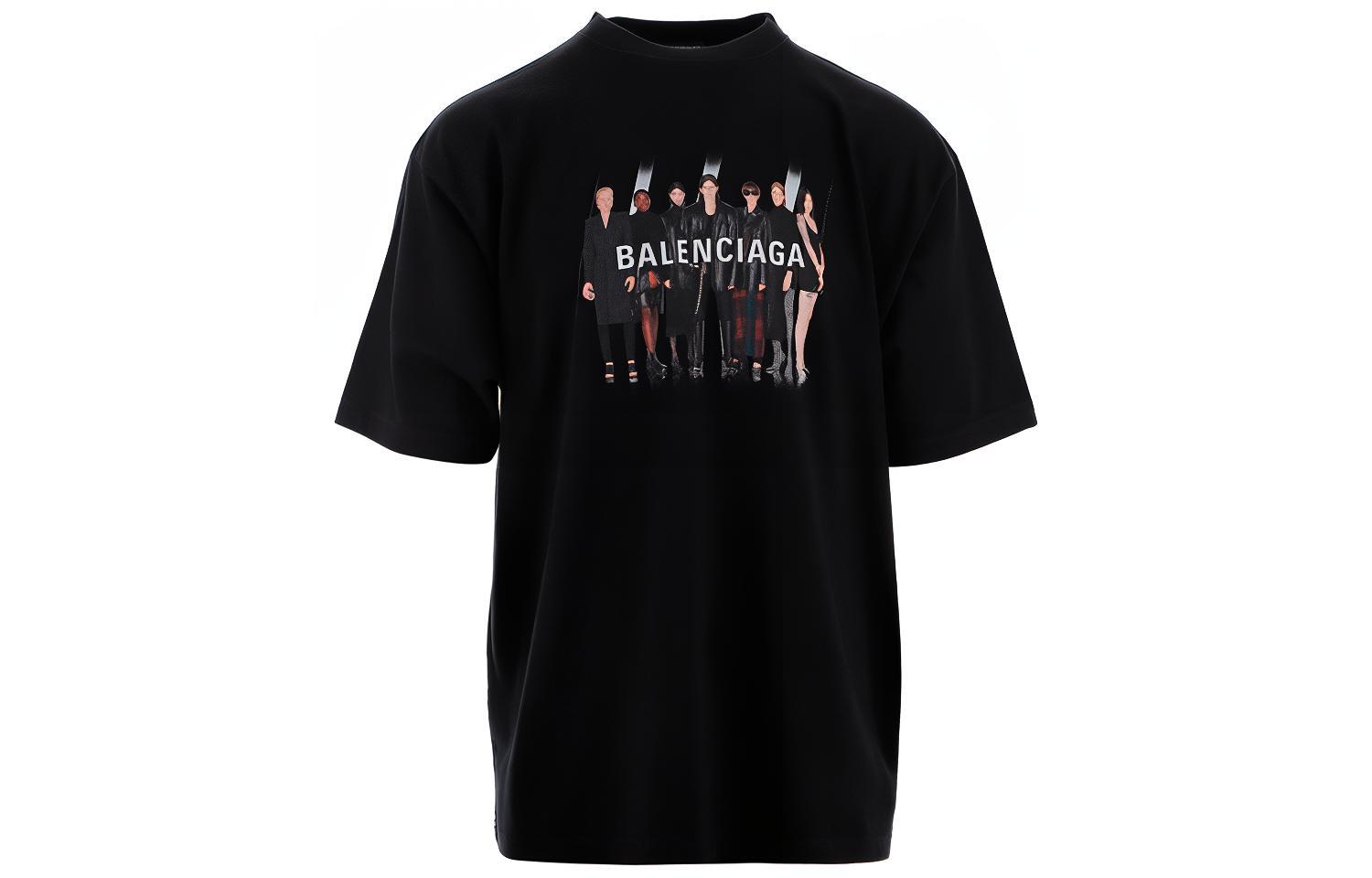 Balenciaga Black Logo Graphic Relaxed Fit Crewneck T-Shirt 620969TIVA11000