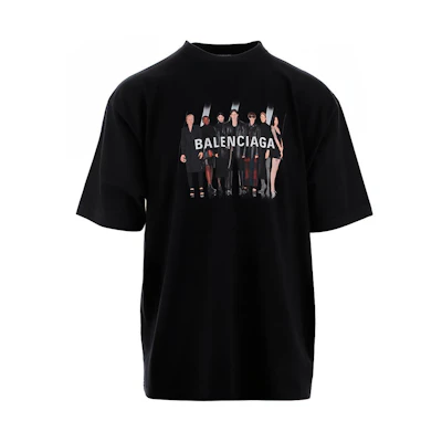 Balenciaga Black Logo Graphic Relaxed Fit Crewneck T-Shirt 620969TIVA11000