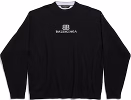 Balenciaga Black Logo Jacquard Print Crewneck Drop-Shoulder Sweater 818420T17251070 Balenciaga Black Logo Jacquard Print Crewneck Drop-Shoulder Sweater 818420T17251070
