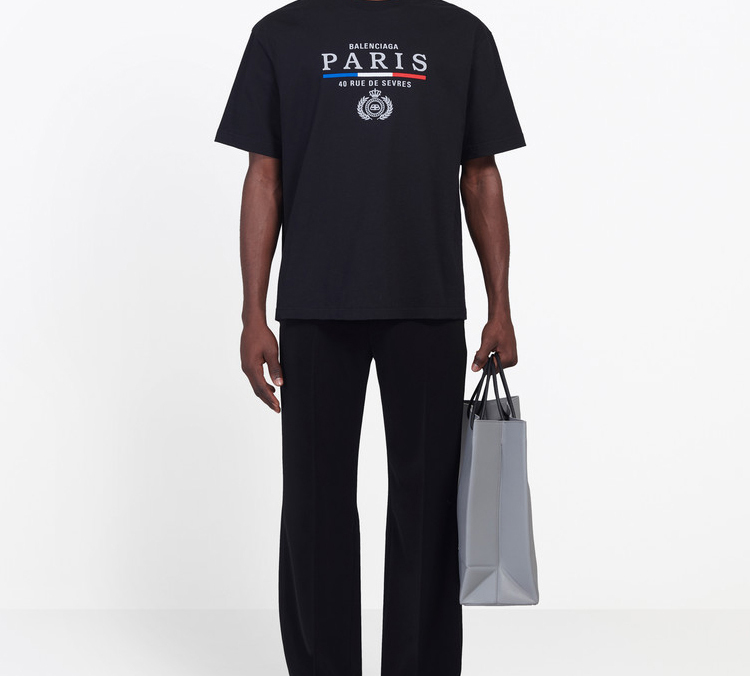 Balenciaga Black Logo Print Crewneck T-Shirt Regular Fit 594579TGV481000 圖 4