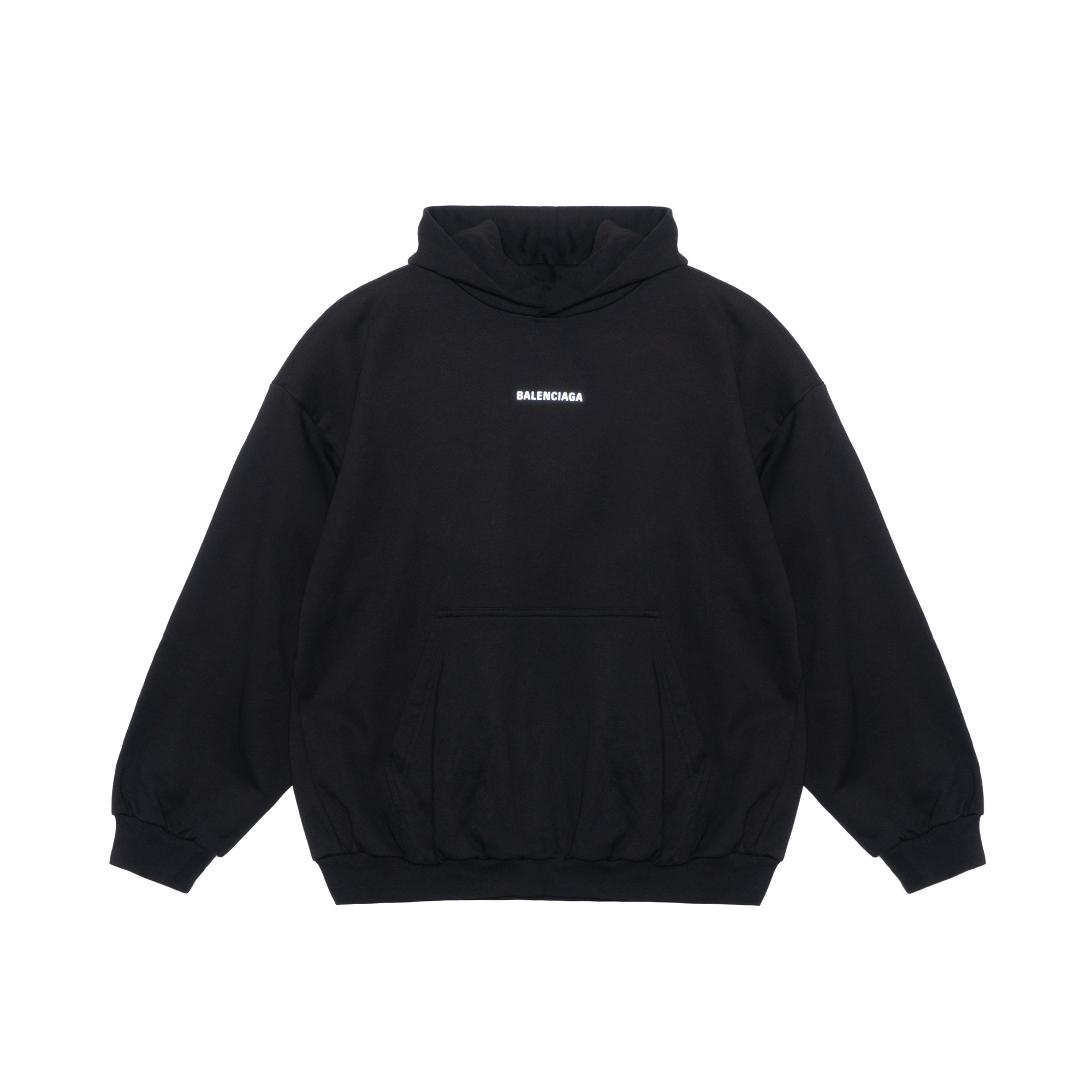 Balenciaga Black Logo Print Hoodie Long Sleeve Pullover Regular Fit 767877TQVM91083