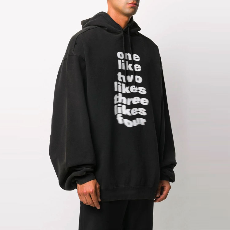 Balenciaga Black Logo Print Hoodie Sweater 641679TJV931070 圖 4