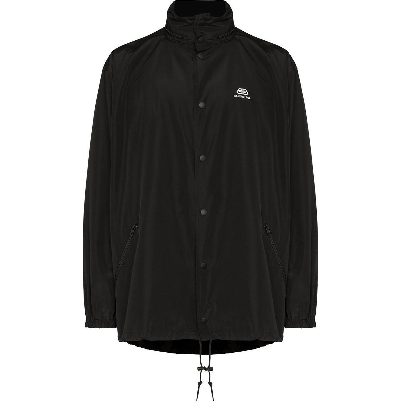 Balenciaga Black Logo Print Long Sleeve Hoodie Jacket - Oversized Fit 608796TYD361000