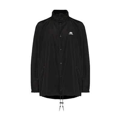 Balenciaga Black Logo Print Long Sleeve Hoodie Jacket - Oversized Fit 608796TYD361000